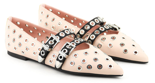 Paul Warmer PRETTY BALLERINA ELLA EYELET NUDE BLACK