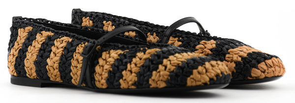 Paul Warmer ROBERTO FESTA LEROY BALLERINA RAFFIA BLACK / CAMEL