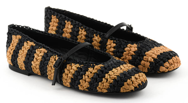 Paul Warmer ROBERTO FESTA LEROY BALLERINA RAFFIA BLACK / CAMEL