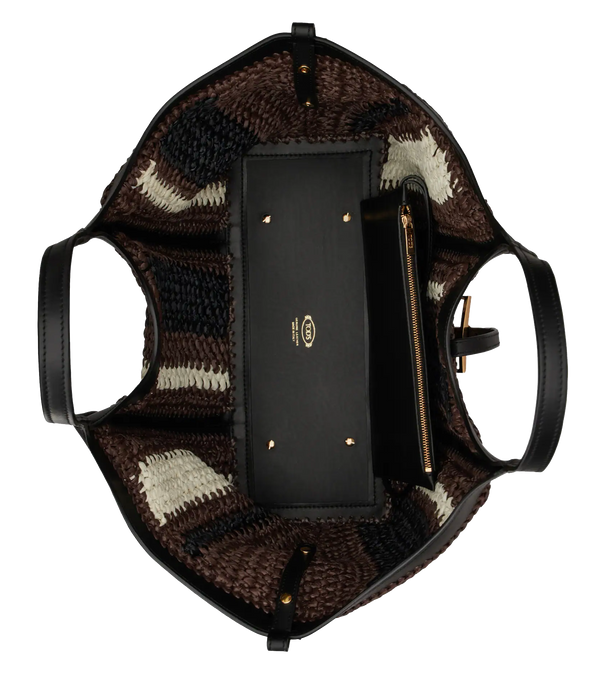 Paul Warmer TODS T TIMELESS SHOPPER RAFFIA LEATHER MEDIUM