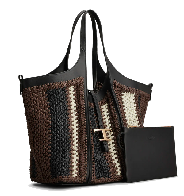 Paul Warmer TODS T TIMELESS SHOPPER RAFFIA LEATHER MEDIUM