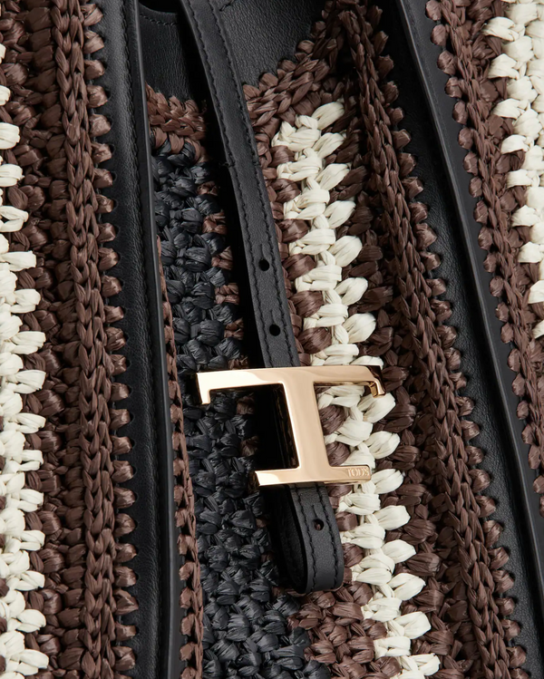 Paul Warmer TODS T TIMELESS SHOPPER RAFFIA LEATHER MEDIUM