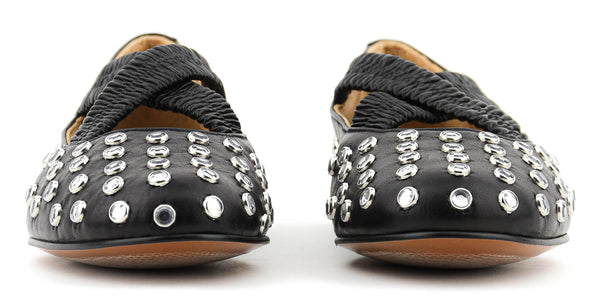 Paul Warmer TORAL SILVIE CRYSTALS CRISS CROSS BALLERINA BLACK