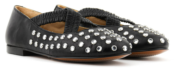 Paul Warmer TORAL SILVIE CRYSTALS CRISS CROSS BALLERINA BLACK