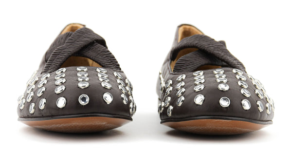 Paul Warmer TORAL SILVIE CRYSTALS CRISS CROSS BALLERINA BROWN