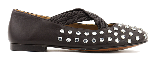 paul warmer TORAL SILVIE CRYSTALS CRISS CROSS BALLERINA BROWN