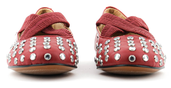 Paul Warmer TORAL SILVIE CRYSTALS CRISS CROSS BALLERINA RED