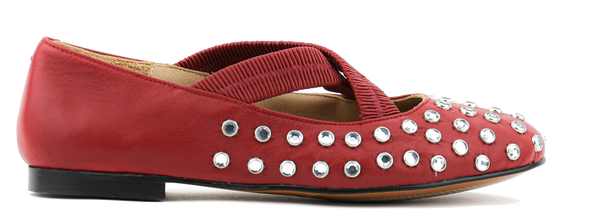 paul warmer TORAL SILVIE CRYSTALS CRISS CROSS BALLERINA RED