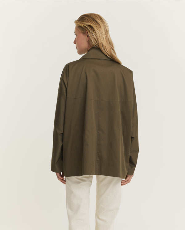 Pauw Cropped Katoenen Trenchcoat - Groen