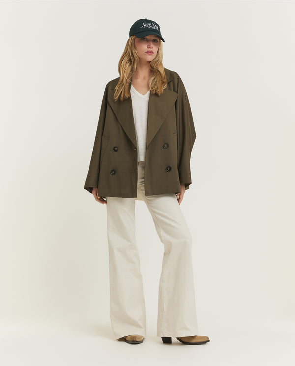 Pauw Cropped Katoenen Trenchcoat - Groen