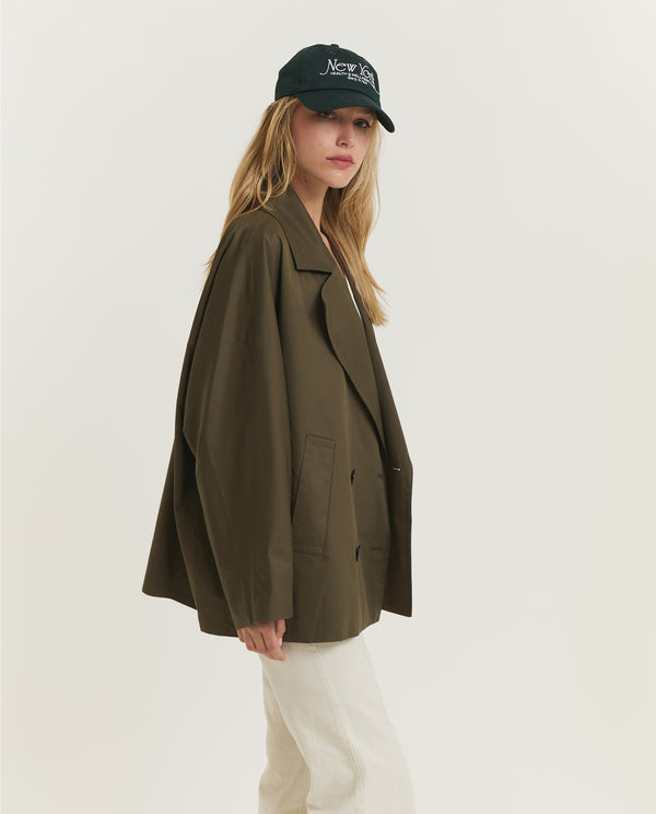 pauw Cropped Katoenen Trenchcoat - Groen