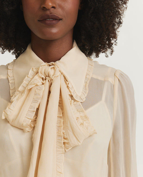 pauw Georgette Bow Blouse - Ecru