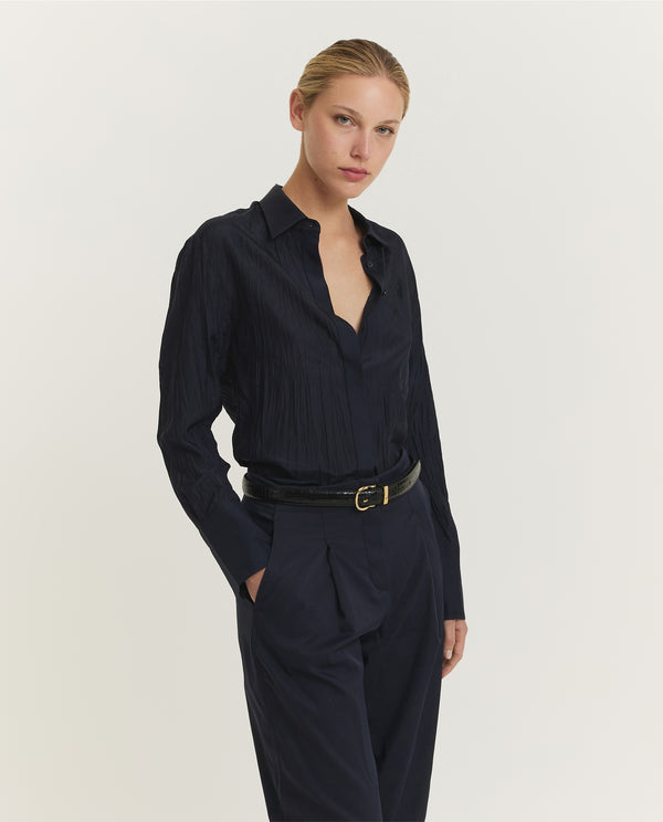 Pauw Habotai Zijden Bercy Blouse - Donkerblauw