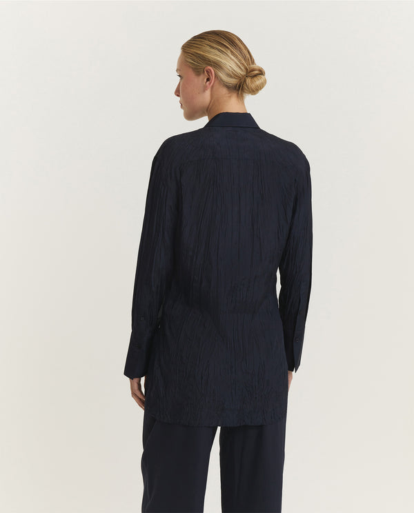 Pauw Habotai Zijden Bercy Blouse - Donkerblauw