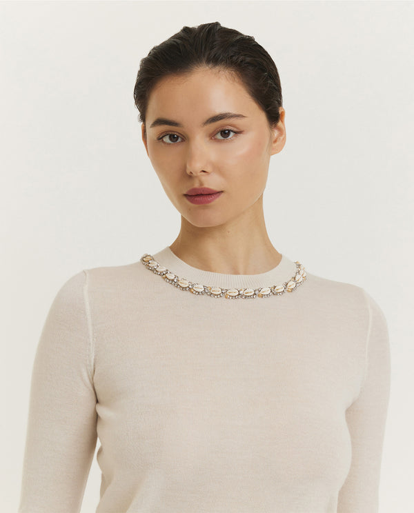 pauw Illuminate Embellished Trui - Ecru