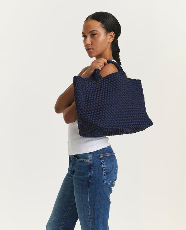 pauw Medium geweven shopper - Donkerblauw