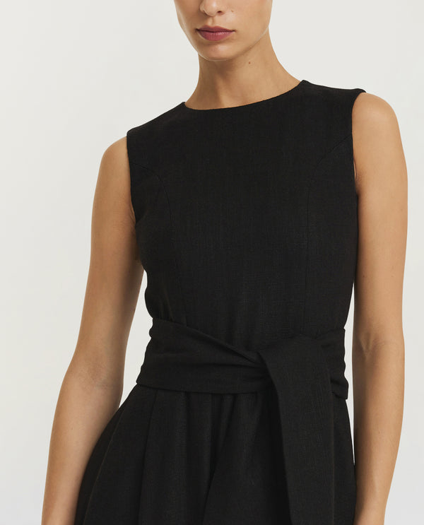 pauw Midi Jurk met Ceintuur - Zwart