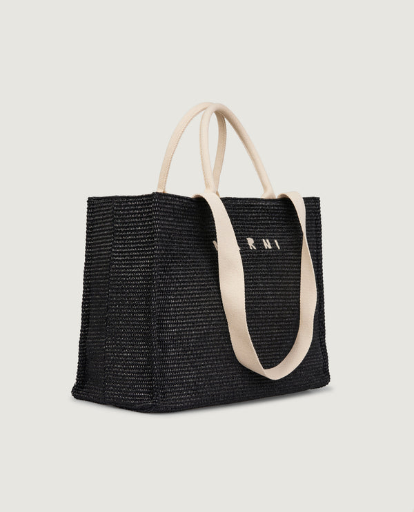 pauw Raffia shopper - Zwart