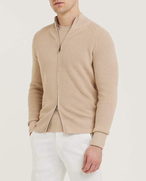 Pauw Rib Zip Vest - Lichtbruin