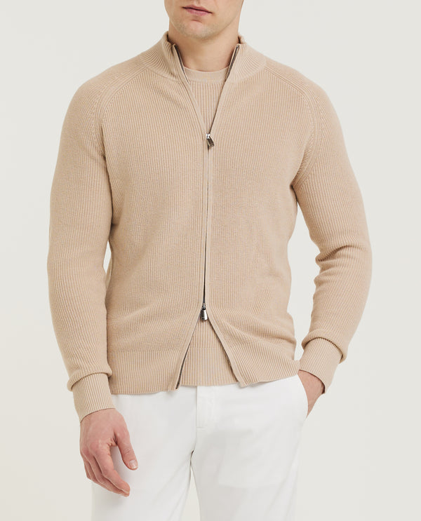 pauw Rib Zip Vest - Lichtbruin