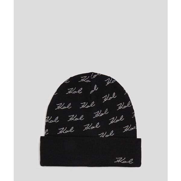 piampiani Karl Lagerfeld K/SIGNATURE RHNSTN AOP BEANIE