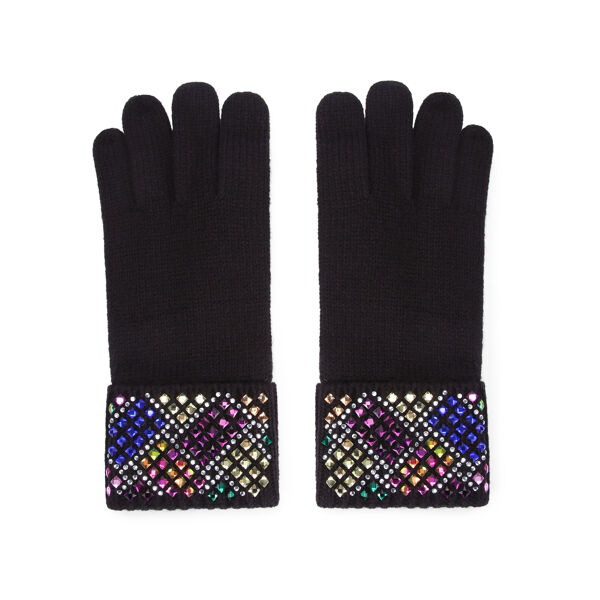 Piampiani Kurt Geiger CRYSTAL KENSINGTON GLOVE-BLACK