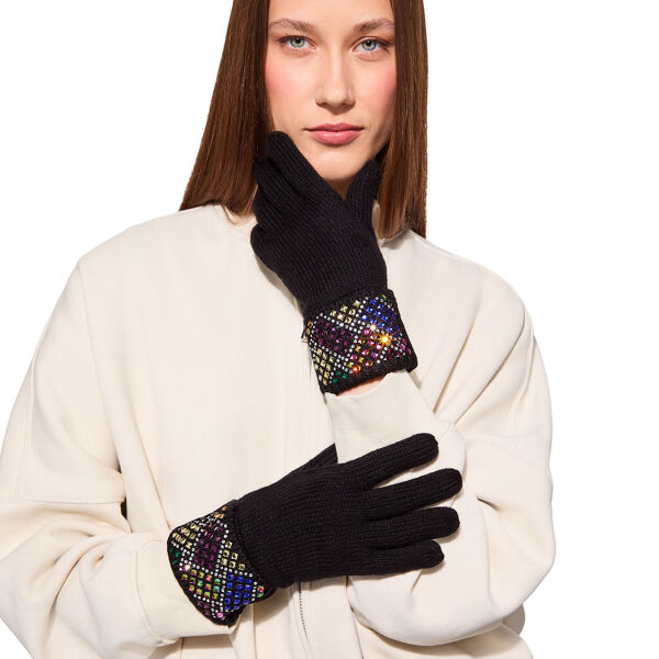 piampiani Kurt Geiger CRYSTAL KENSINGTON GLOVE-BLACK