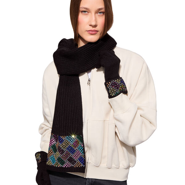 Piampiani Kurt Geiger CRYSTAL KENSINGTON SCARF-BLACK