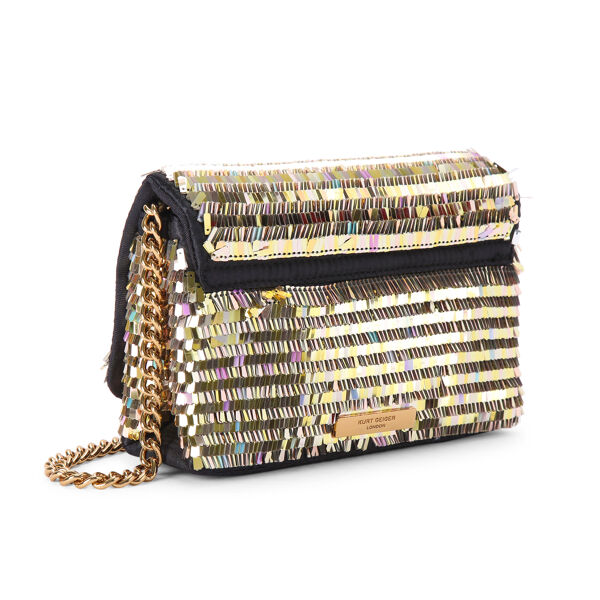Piampiani Kurt Geiger MINI KENSINGTON FLAP-GOLD-SEQUIN