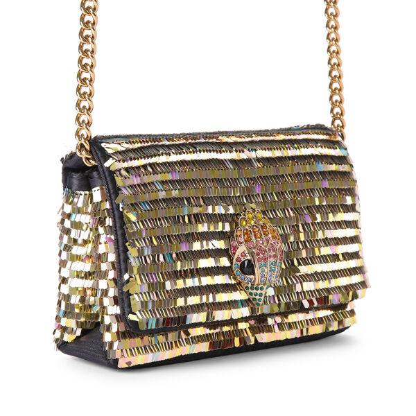 Piampiani Kurt Geiger MINI KENSINGTON FLAP-GOLD-SEQUIN