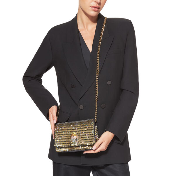Piampiani Kurt Geiger MINI KENSINGTON FLAP-GOLD-SEQUIN