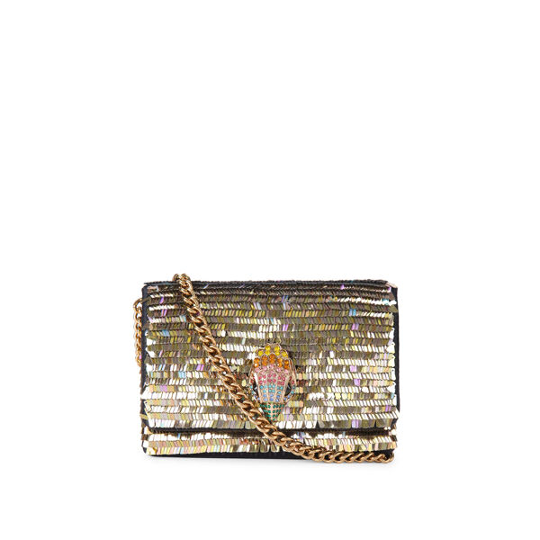 piampiani Kurt Geiger MINI KENSINGTON FLAP-GOLD-SEQUIN