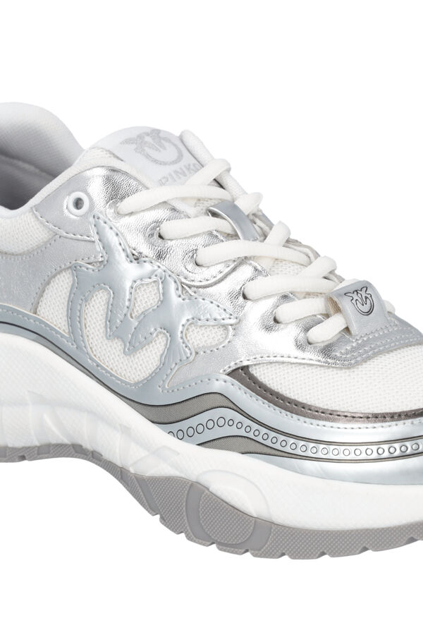 Piampiani Pinko GLAMMY 04 - SNEAKER METALLIC/MESH SILVER