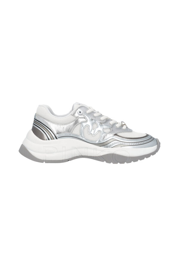 piampiani Pinko GLAMMY 04 - SNEAKER METALLIC/MESH SILVER