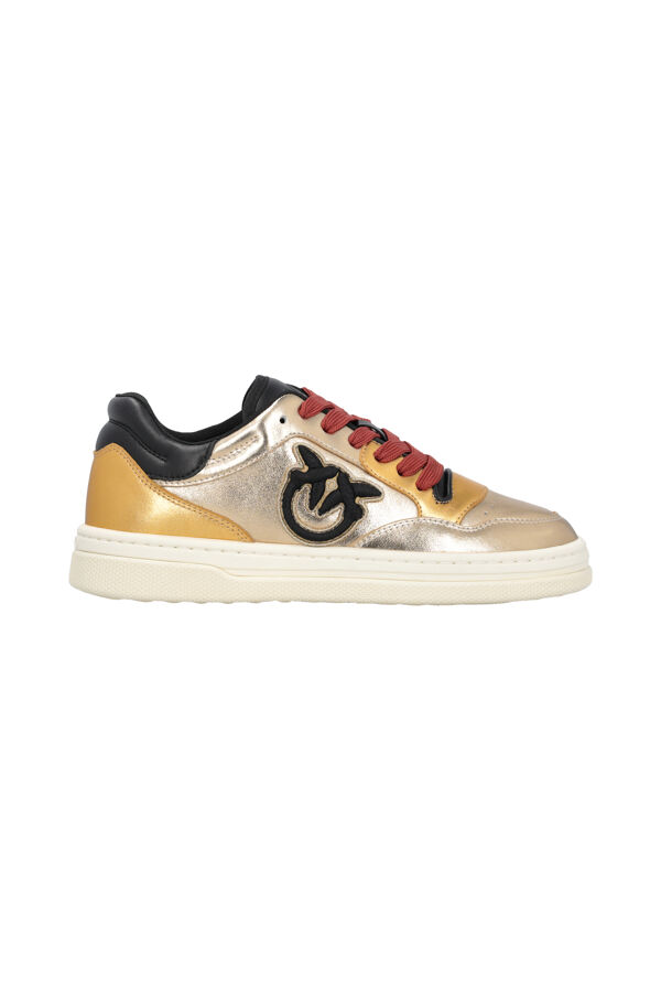 piampiani Pinko MANDY 01 - SNEAKER LAMINATED CALF LEATHER GOLD/BLACK