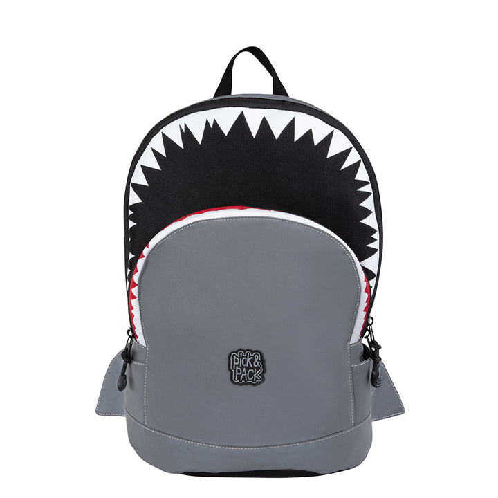 pick & pack Shark Shape Backpack M Visible grey (reflective)