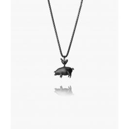 pig & hen Logo Pendant Necklace Zwart