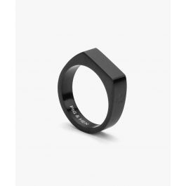 pig & hen Signet Ring 6mm Slim Zwart