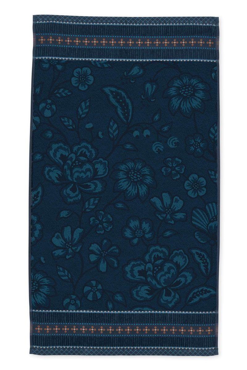 pip studio Badhanddoek Jasmin Jacquard Donkerblauw 55x100cm Roze