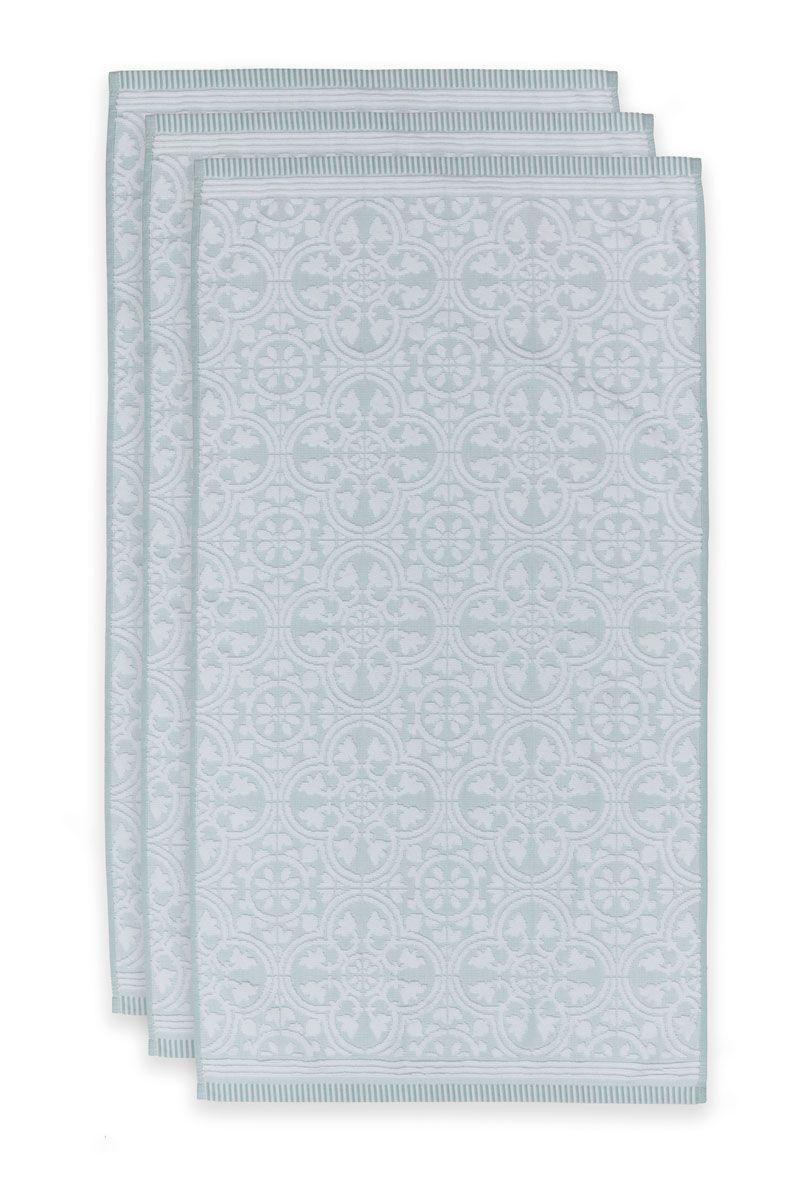Pip Studio Badhanddoek Set/3 Tile De Pip Licht Blauw 55x100 Cm Wit