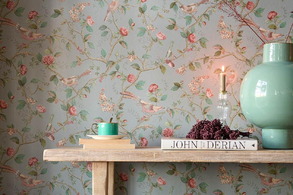 Pip Studio Behangstaal Good Nightingale Licht Blauw/Grijs