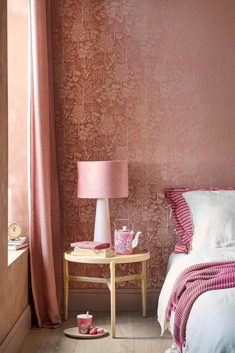 Pip Studio Behangstaal Origami Tree Terra/Rosé Goud Blauw