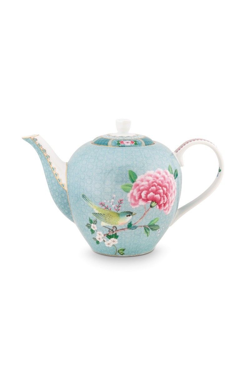 pip studio Blushing Birds Theepot Groot Blauw Khaki