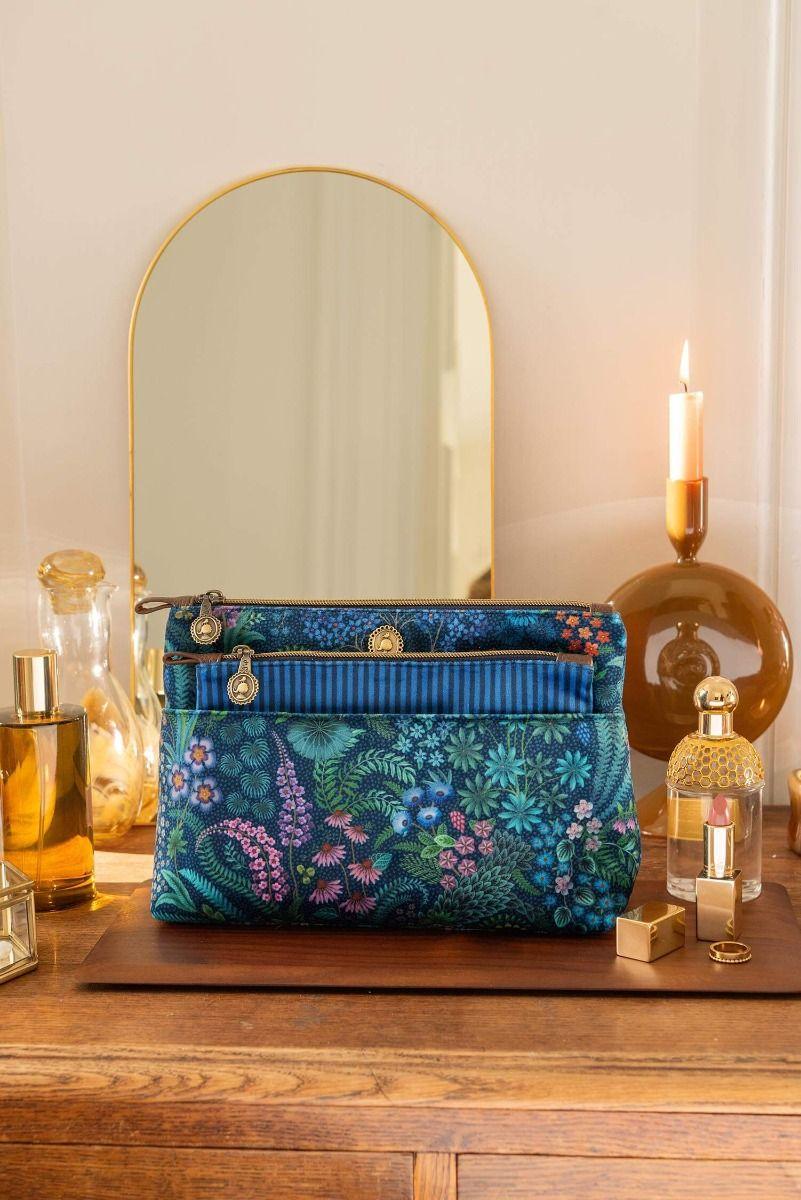 Pip Studio Caryn Toilettas Combi Querida Donkerblauw Blauw