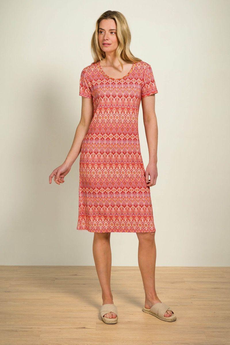 Pip Studio Daniela Nachthemd Korte Mouw Ashanti Rood Groen