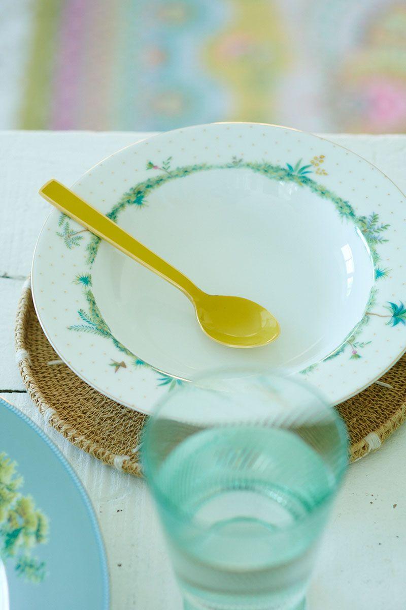 Pip Studio Diep Bord Jolie Stippen Goud Blauw 21.5cm Wit