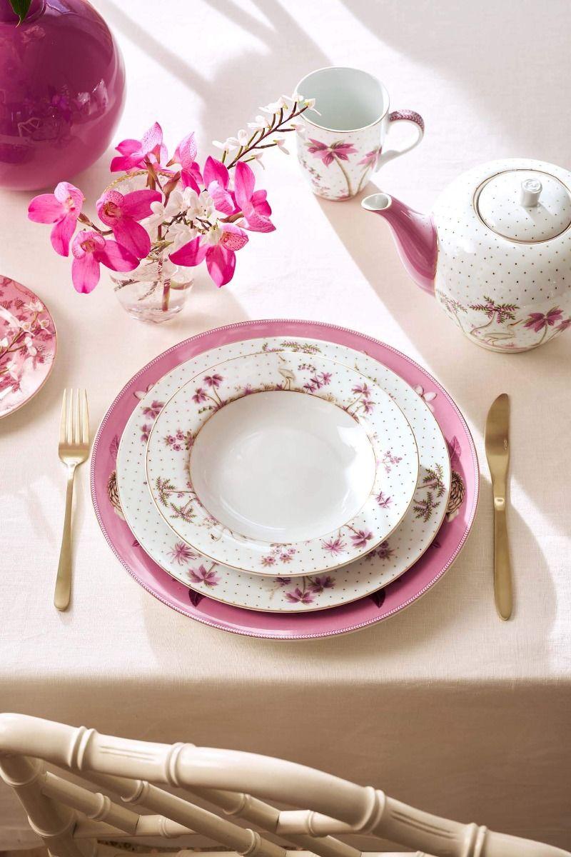 Pip Studio Diep Bord Jolie Stippen Goud Roze 21.5cm Wit