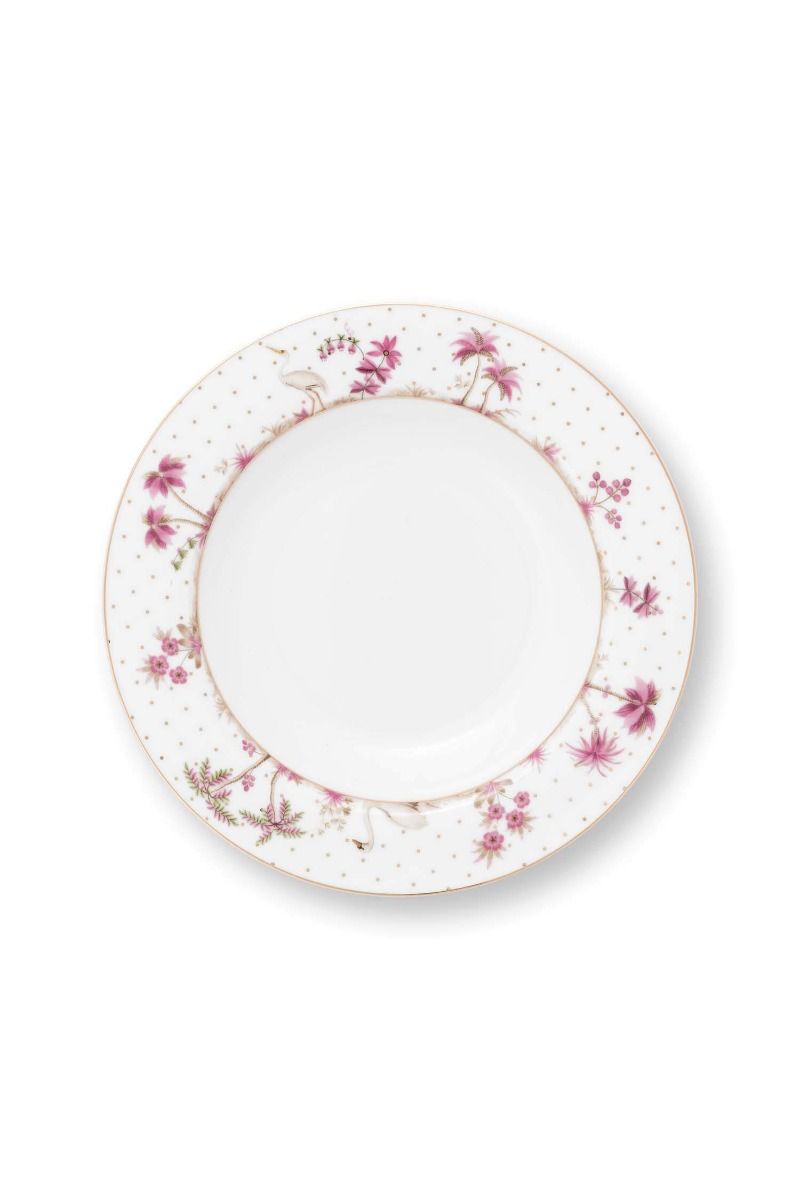 pip studio Diep Bord Jolie Stippen Goud Roze 21.5cm Wit