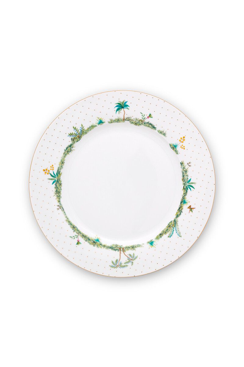 pip studio Dinerbord Jolie Stippen Goud Blauw 26.5cm Wit
