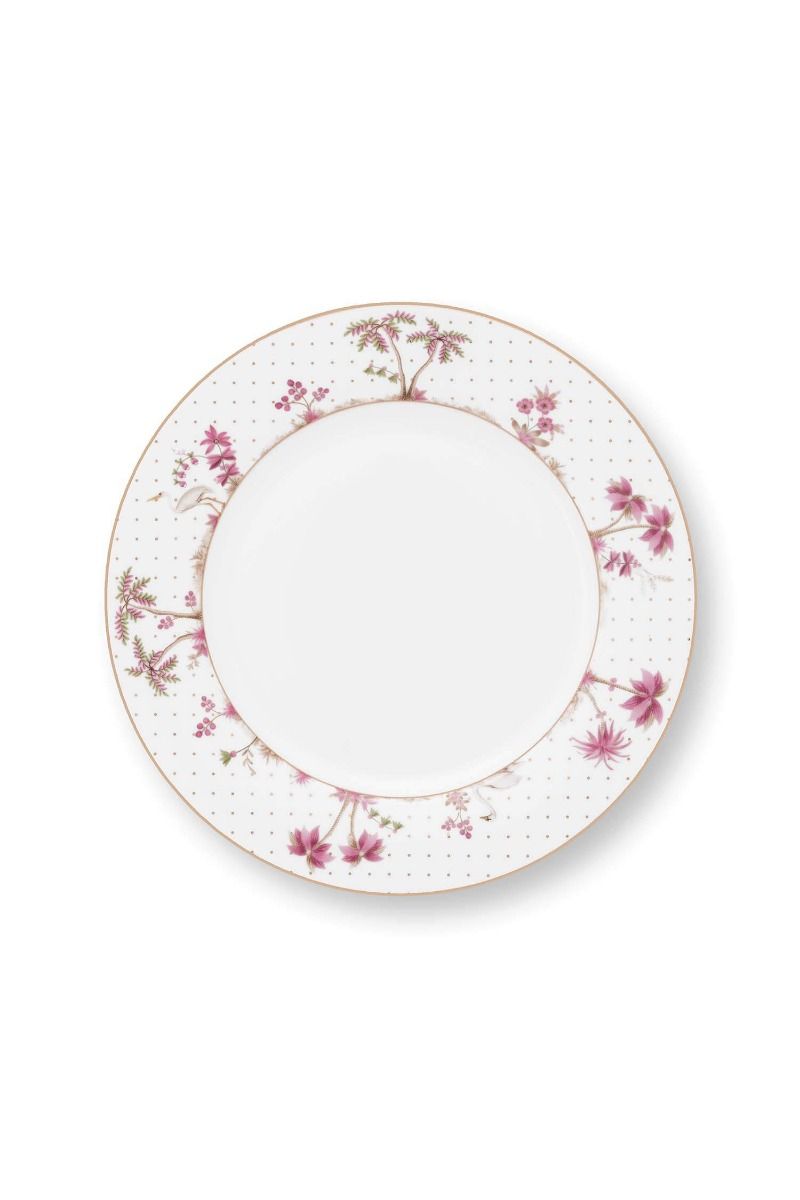 pip studio Dinerbord Jolie Stippen Goud Roze 26.5cm Wit